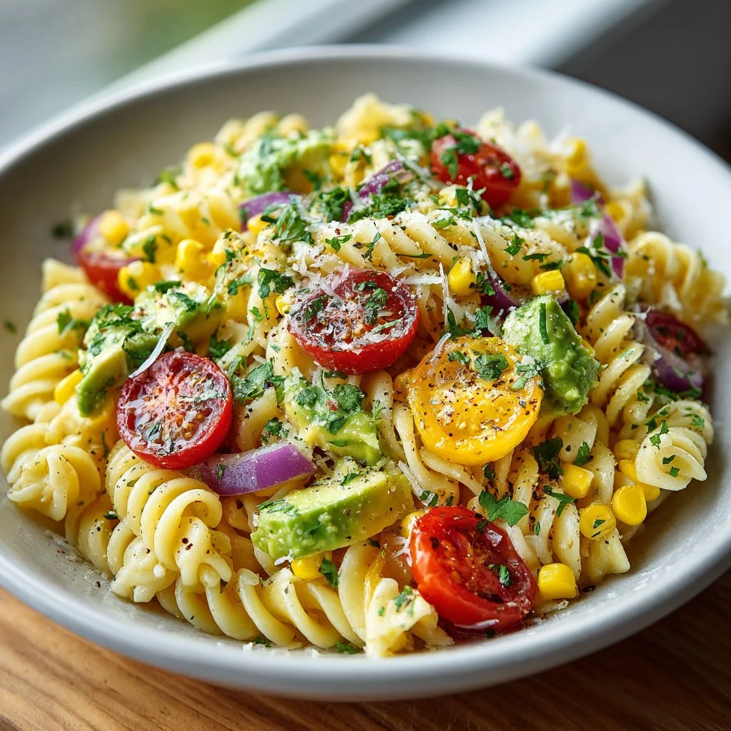 Fresh Corn and Avocado Pasta Salad