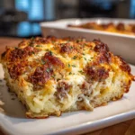 Delicious hearty hashbrown casserole baked until golden and crispy