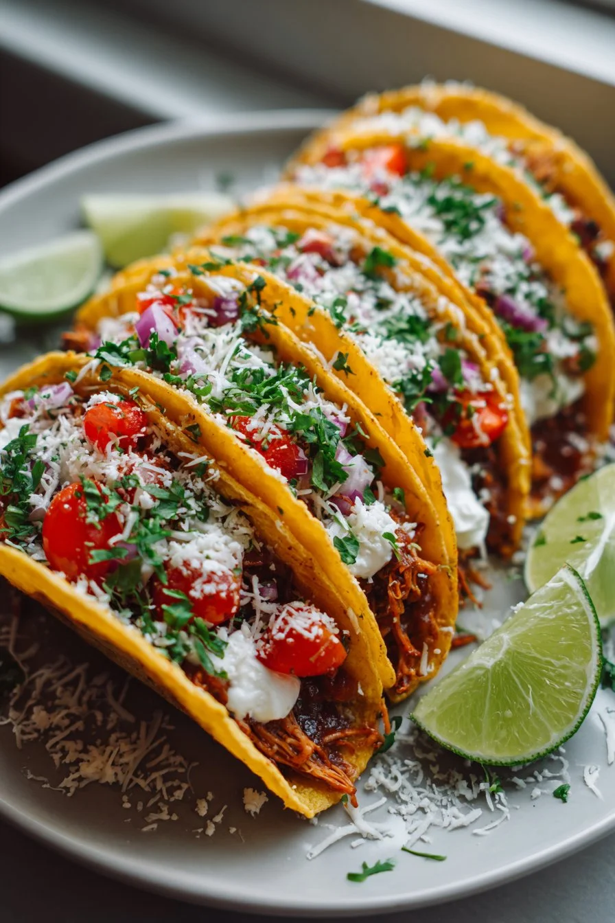 Delicious easy chicken crispy baked salsa tacos served on a plate