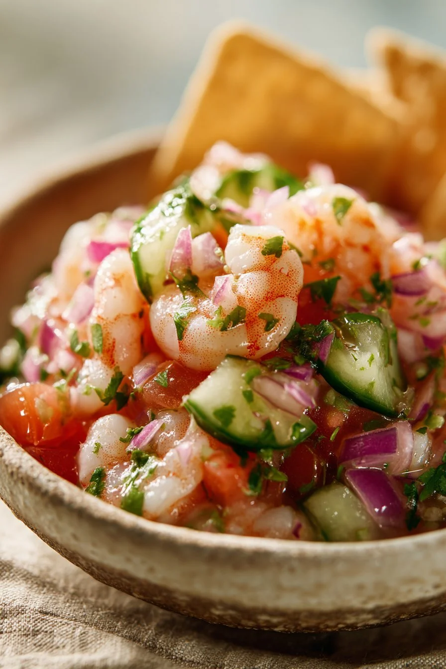Delicious shrimp ceviche served with fresh ingredients and vibrant flavors
